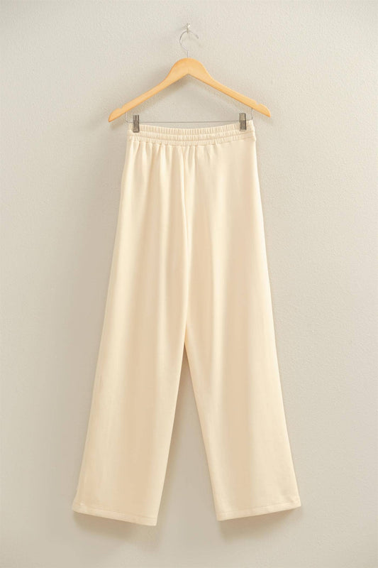 Double Knit High-Waist Wide-Leg Drawstring Sweatpant