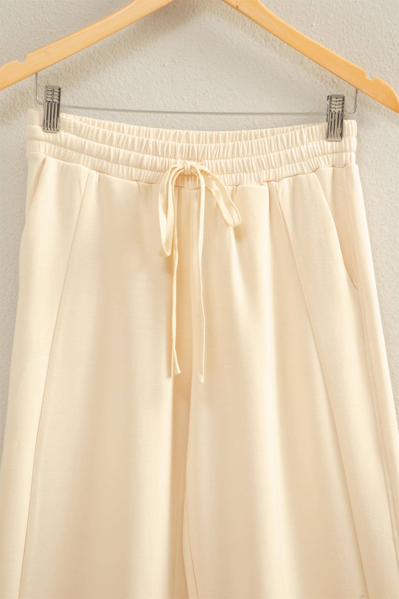 Double Knit High-Waist Wide-Leg Drawstring Sweatpant