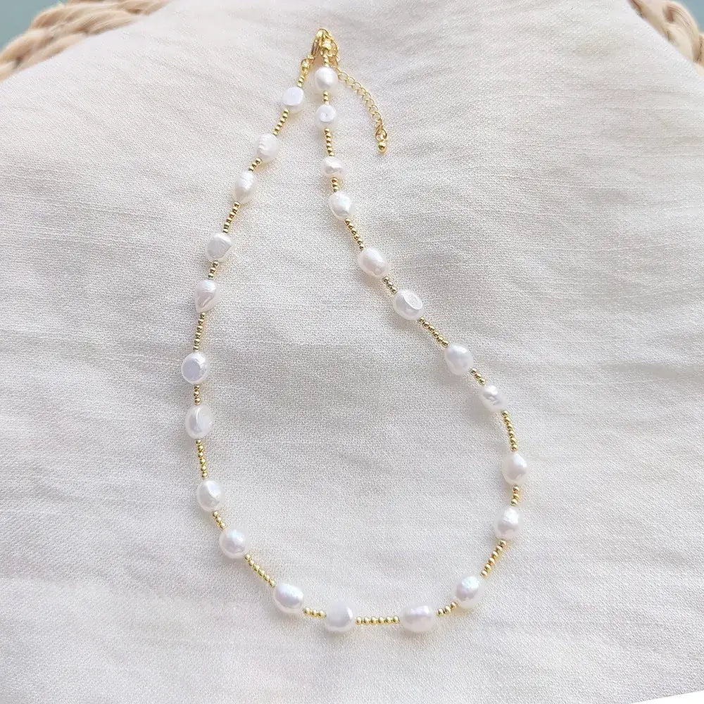Pearl and Gold Chain Necklace