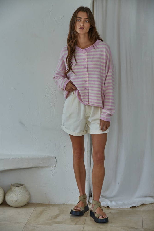 Knit Striped Sweater Cardigan